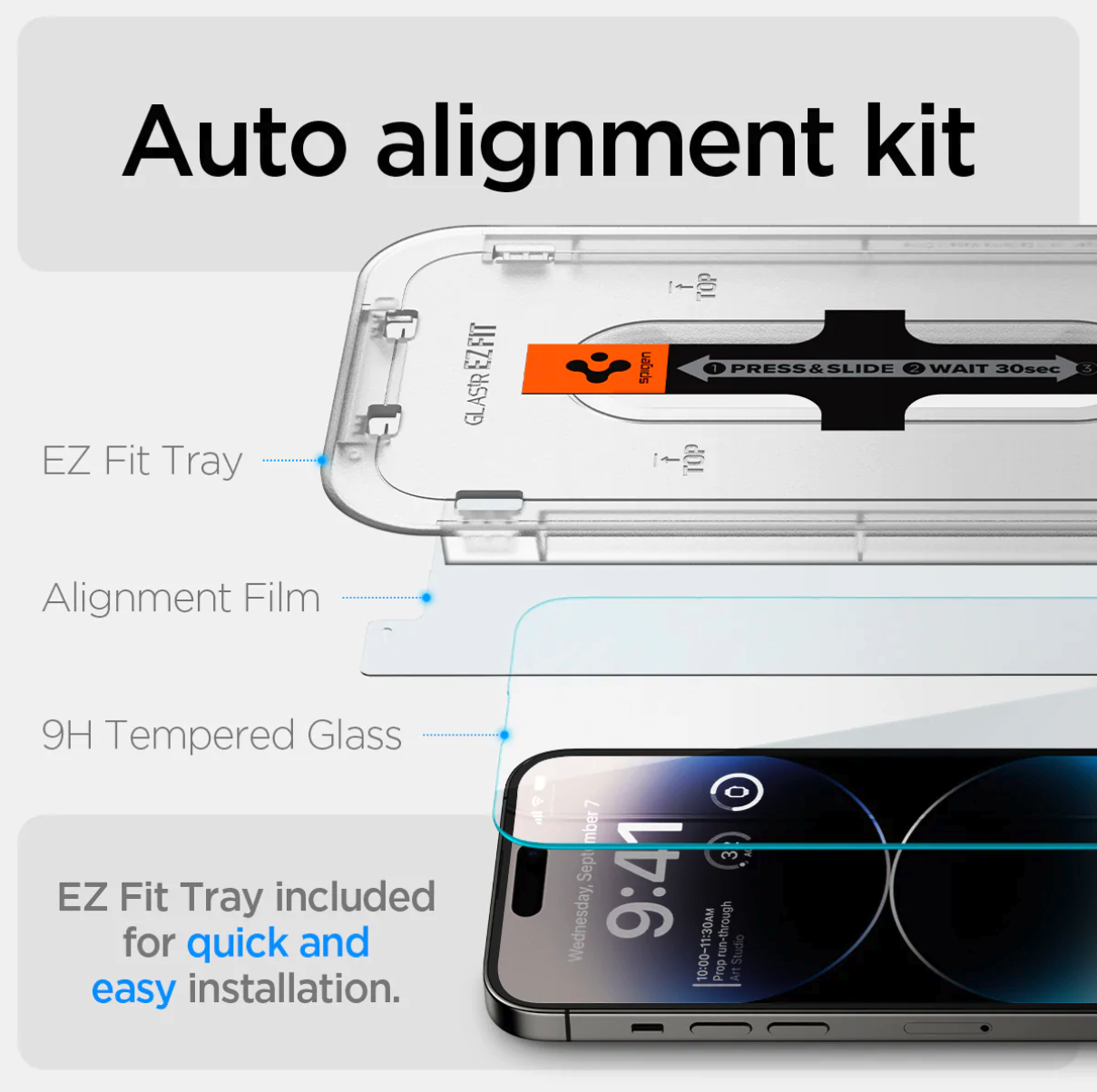 (2er Set) iPhone 14 Pro Glas Tr EZ Fit Panzer Glas Case Friendly   Montagerahmen (AGL05214)