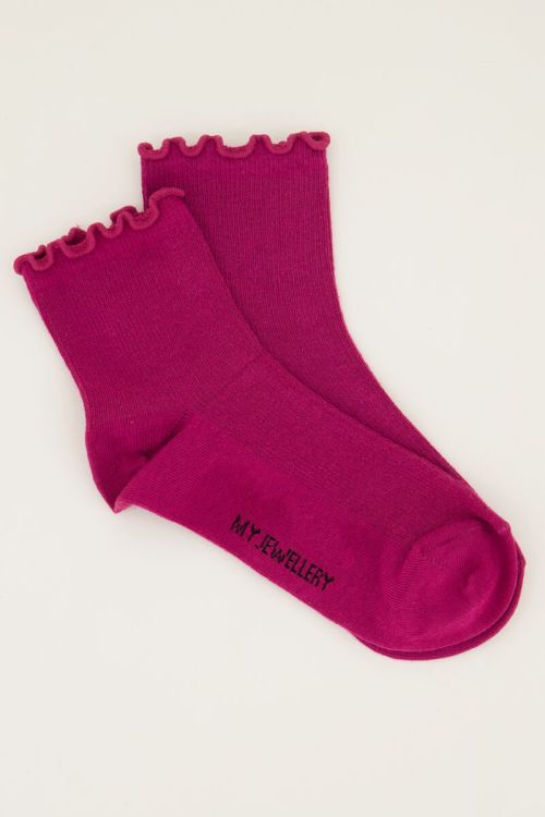 Wit en paarse sokken set met ruffle