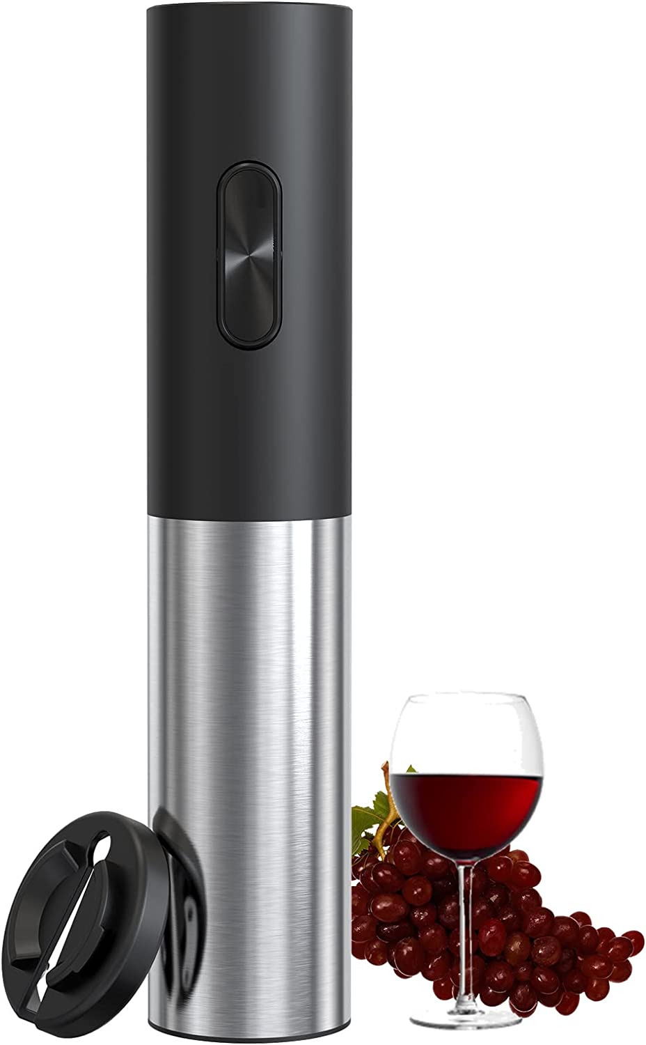 COKUNST Abridor de vinho el&eacute;trico, operado a pilhas,com cortador de lacre, bot&atilde;o de um clique, reutiliz&aacute;vel, saca-rolhas autom&aacute;tico, para amantes de vinho, &oacute;tima op&ccedil;&atilde;o de presente