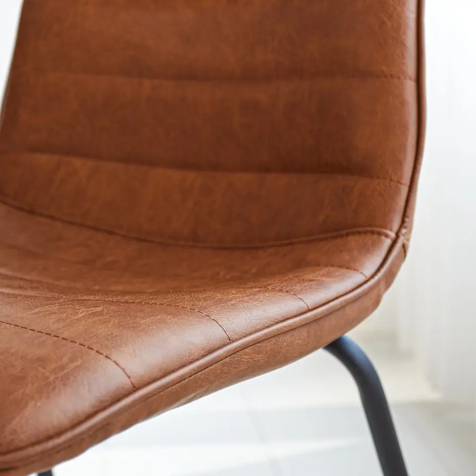 Industriële eetkamerstoel Mark cognac - Kunstleder - Bruin