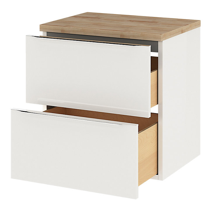 Ensemble salle de bains l.60 cm meuble à suspendre Imandra blanc brillant + plan de toilette décor chêne