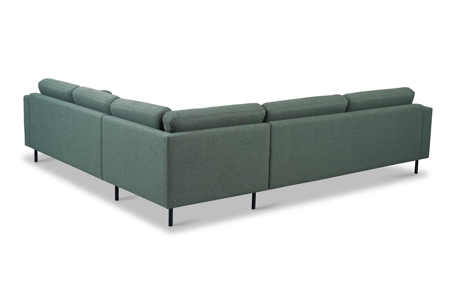 Portland hjørnesofa Tekstil Herby 10 Green med sorte ben