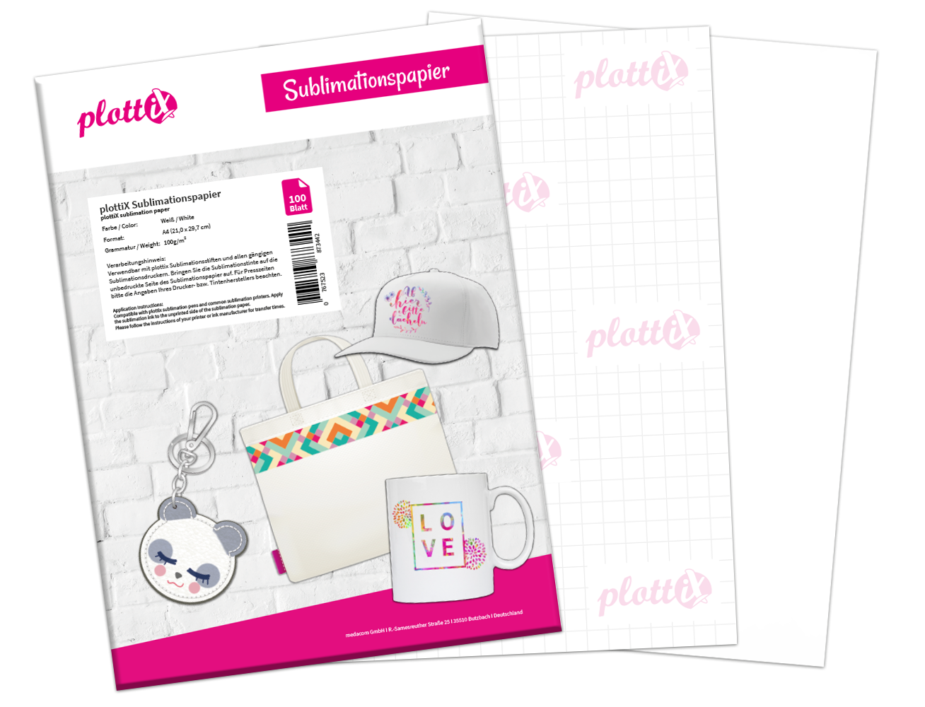 plottiX - Sublimationspapier - DIN A4 - 100 Blatt