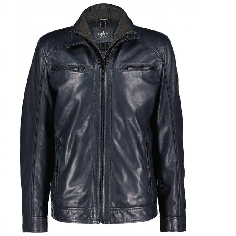 Donders leren heren jas 52514  donkerblauw