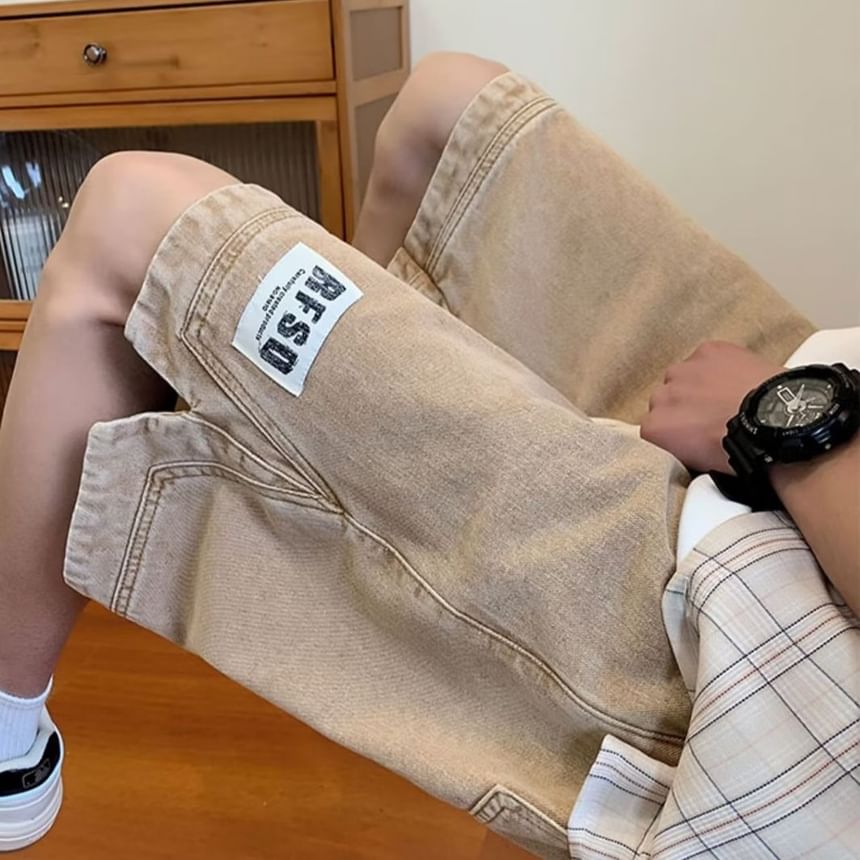 DuckleBeam - Denim shorts met trekkoord en letters