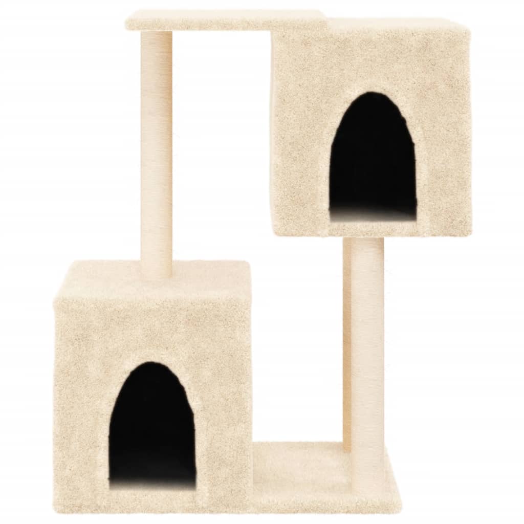 Arranhador para gatos vidaXL com postes de sisal, cor creme, 86 cm