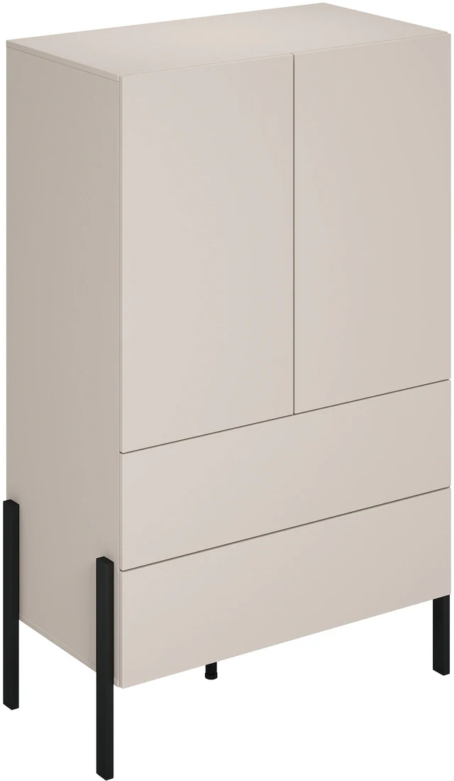 Home affaire Wäscheschrank »Jukon, moderner griffloser Kleiderschrank, Metallfüsse, Made in Europe« 90x150x50, ideal für kleine Räume oder Nischen,  Mehrzweckschrank ,2 Schubladen, 2 Türen, FSC-zertifiziert