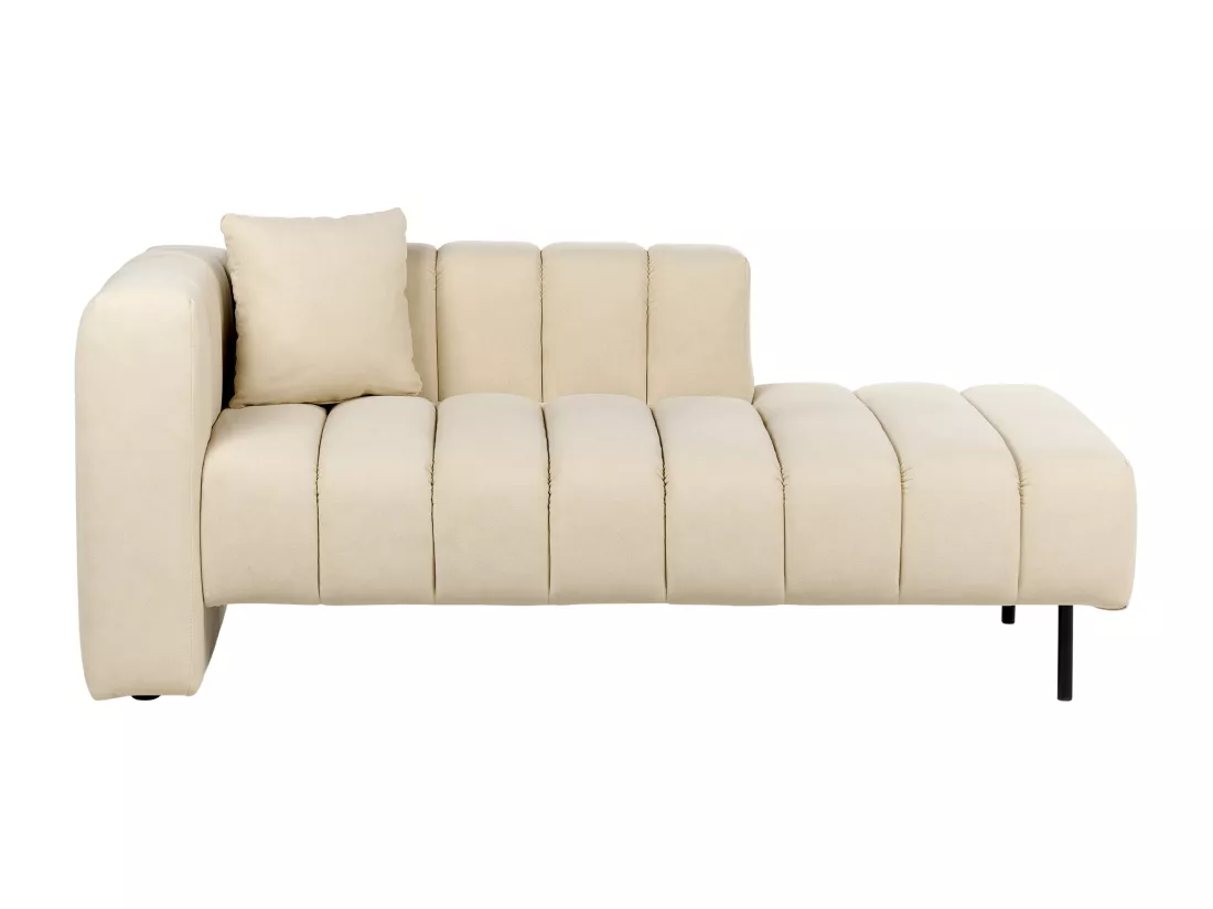 Chaise longue côté droite en similicuir vegan blanc cassé LANNILS