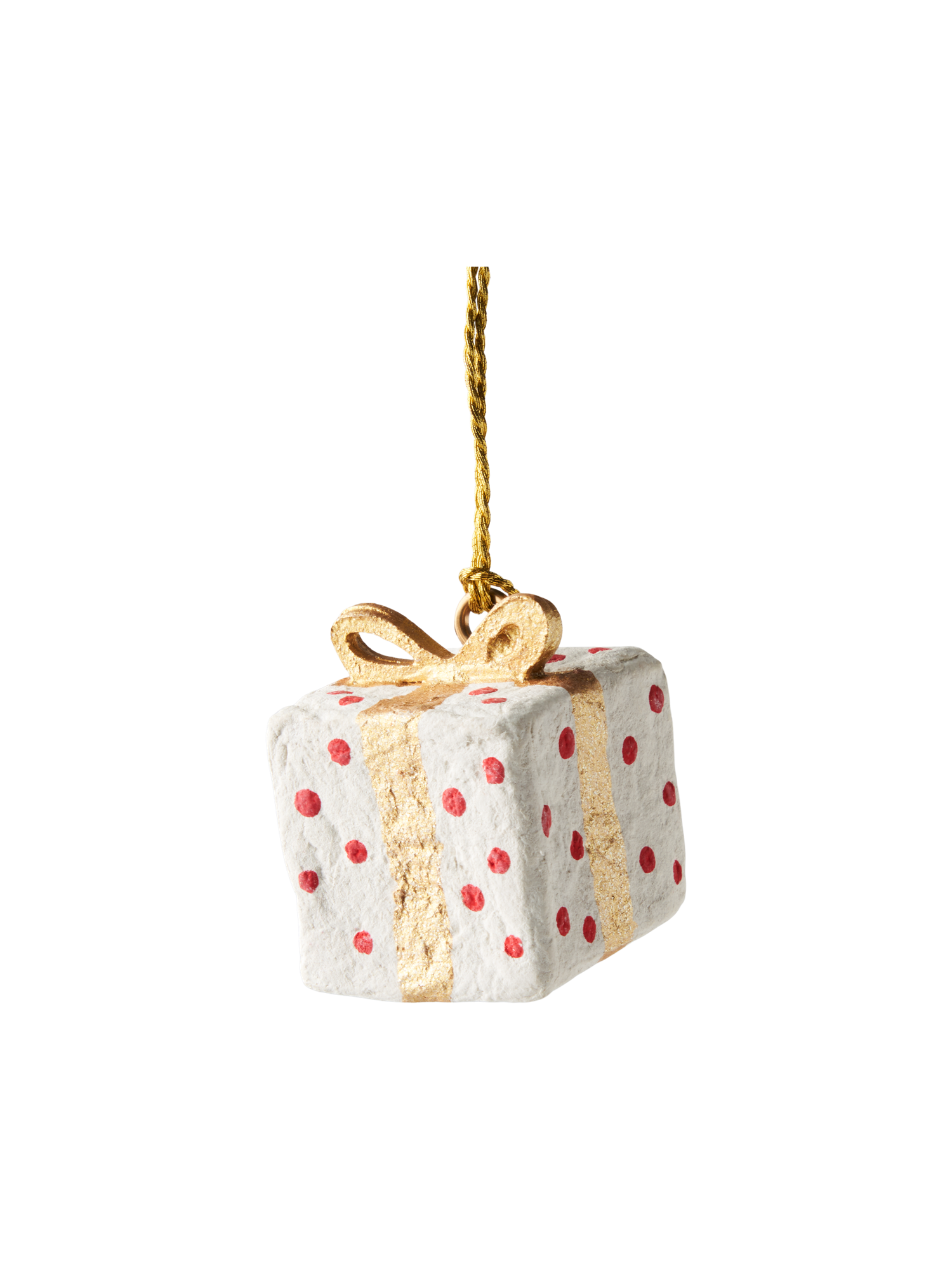 Juleophæng med gave | 3 x 3 x 3 cm. | Off White, Gold
