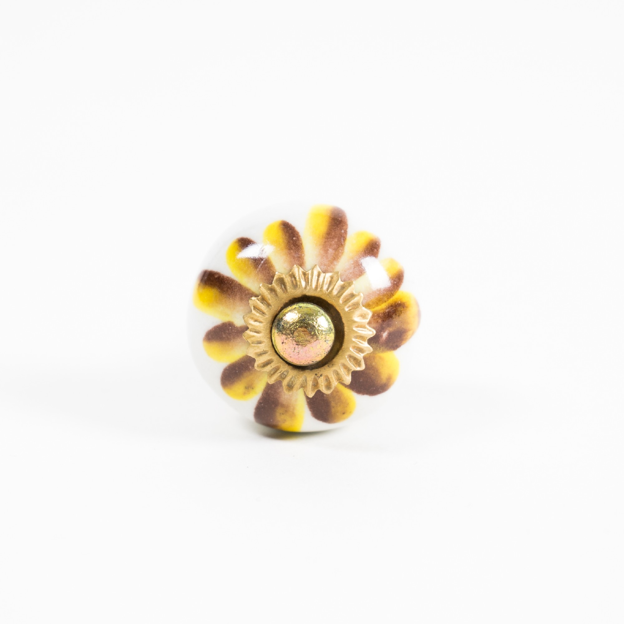 Keramik Möbelknopf, handglasiert, weiß/braun/gelb, Ø 3,0 cm günstig bestellen