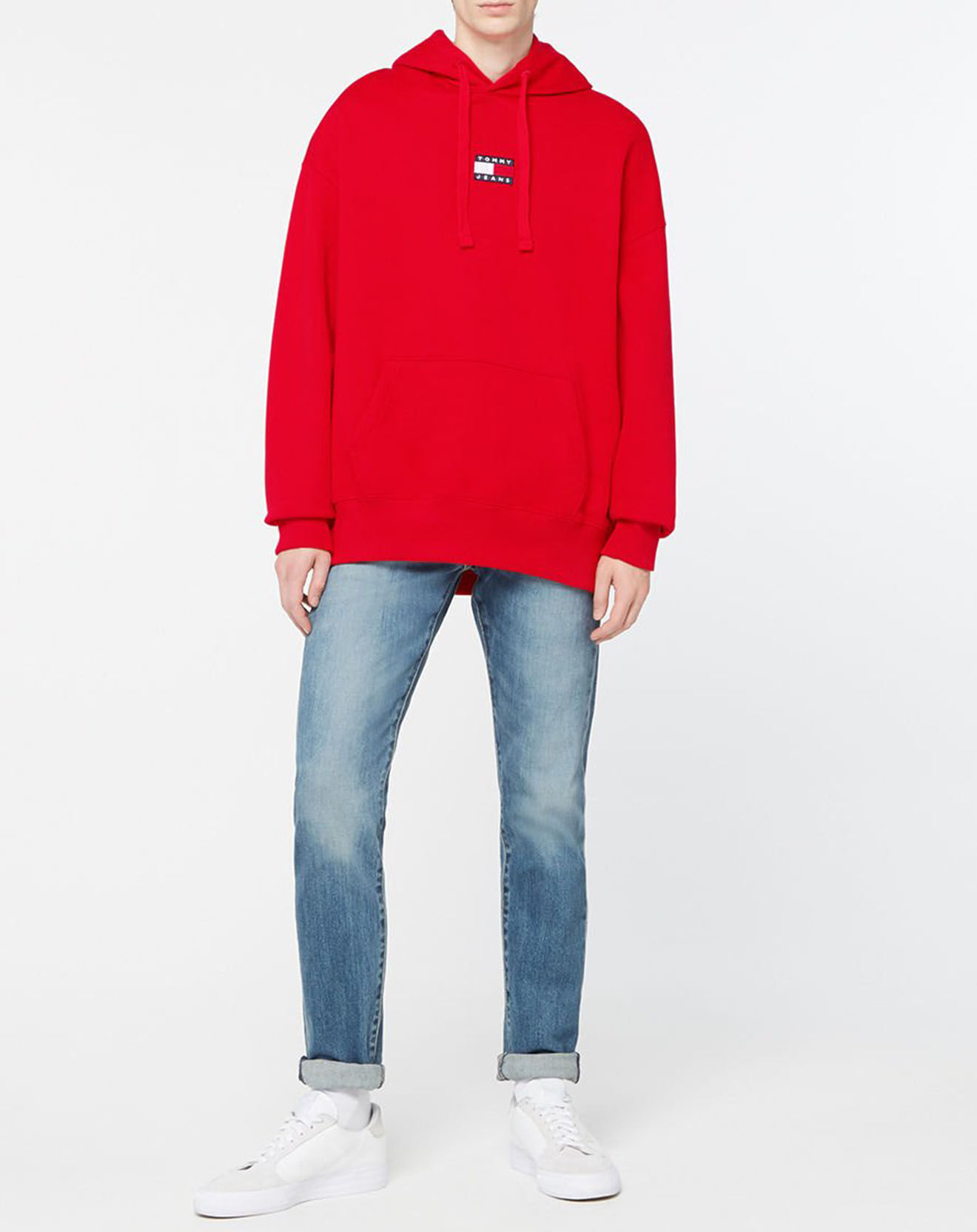 Tommy Jeans Sweat à capuche Tommy Badge rouge