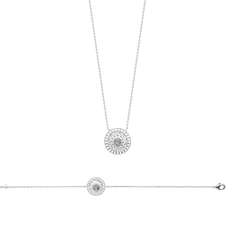 Bracelet Femme - Argent 925 - Labradorite - Longueur : 18 cm