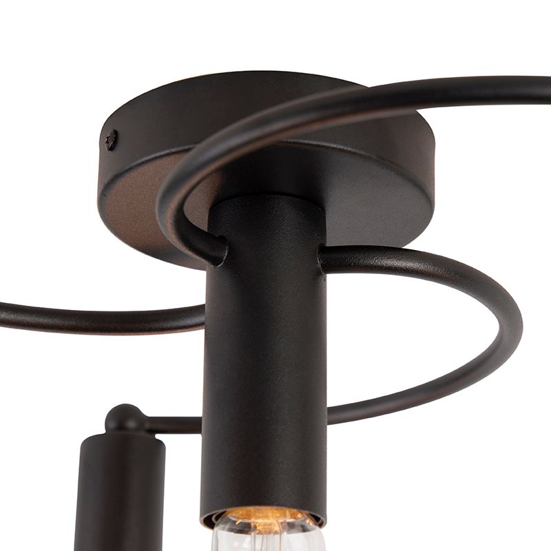 Art deco plafondlamp zwart 4-lichts - Facil