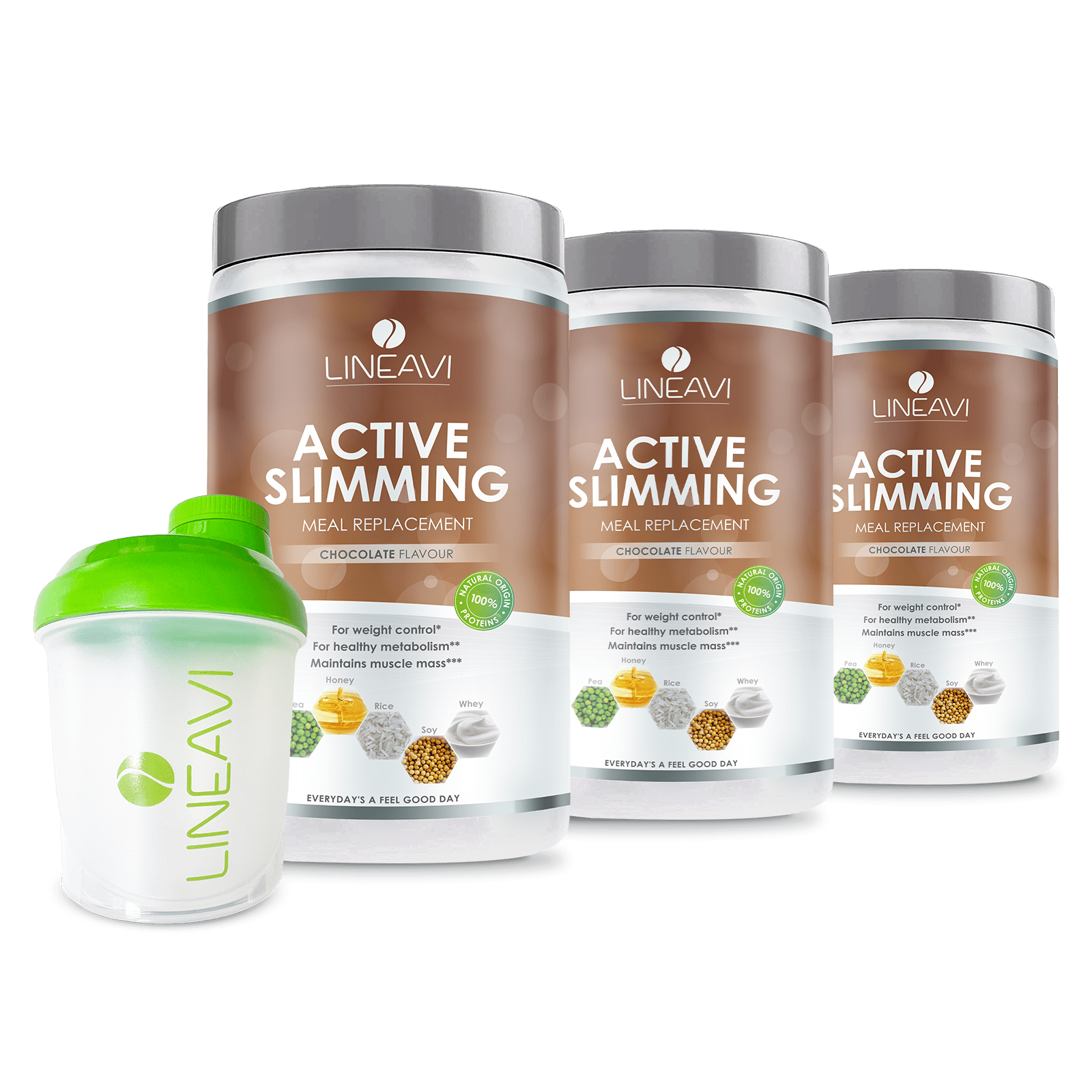 LINEAVI Aktivkost Diät Shake + Shaker - 3x500g - Schokolade