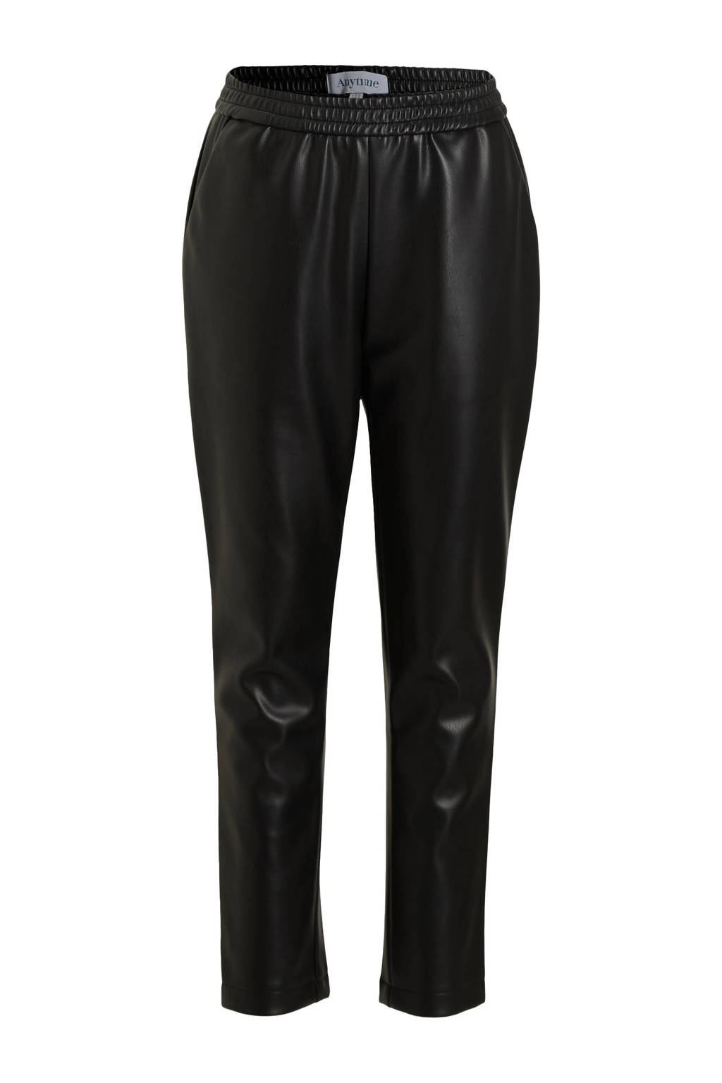 anytime Joggingbroek imitatieleer zwart