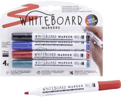 Whiteboardmarker 1-2 mm, diverse kleuren, 4 kleuren