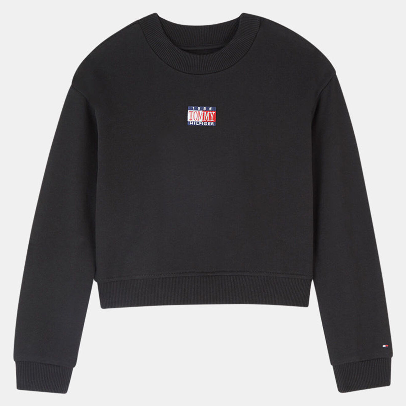 Tommy Hilfiger Sweat court en Coton bio molletonné à logo brodé noir