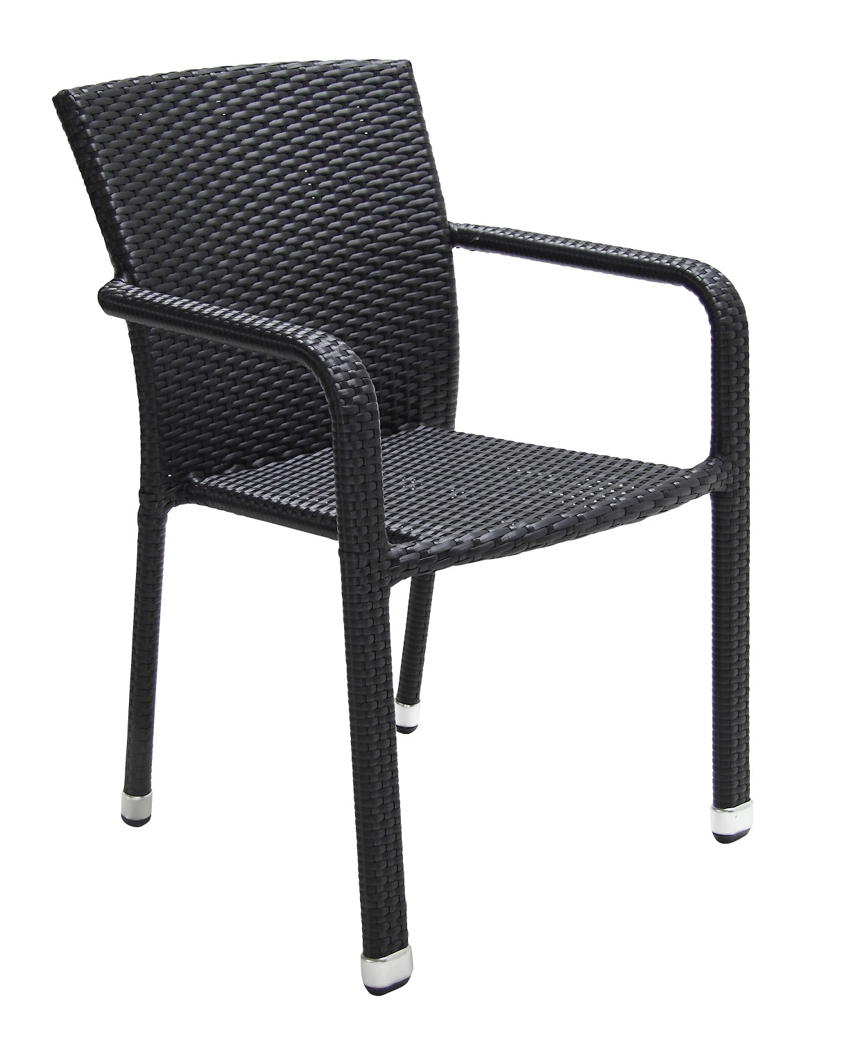 4-teiliges Stapelstuhl-Set - schwarz - stapelbar