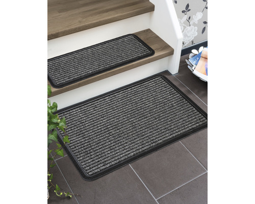 Deurmat Clean Run Border Star antraciet 25x60 cm