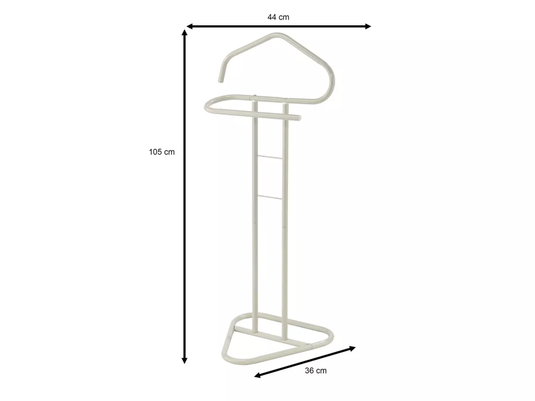 Valet de chambre valet de nuit CAMILO chevalet de nuit avec cintre pour veste et portant pour pantalons, en métal laqué beige