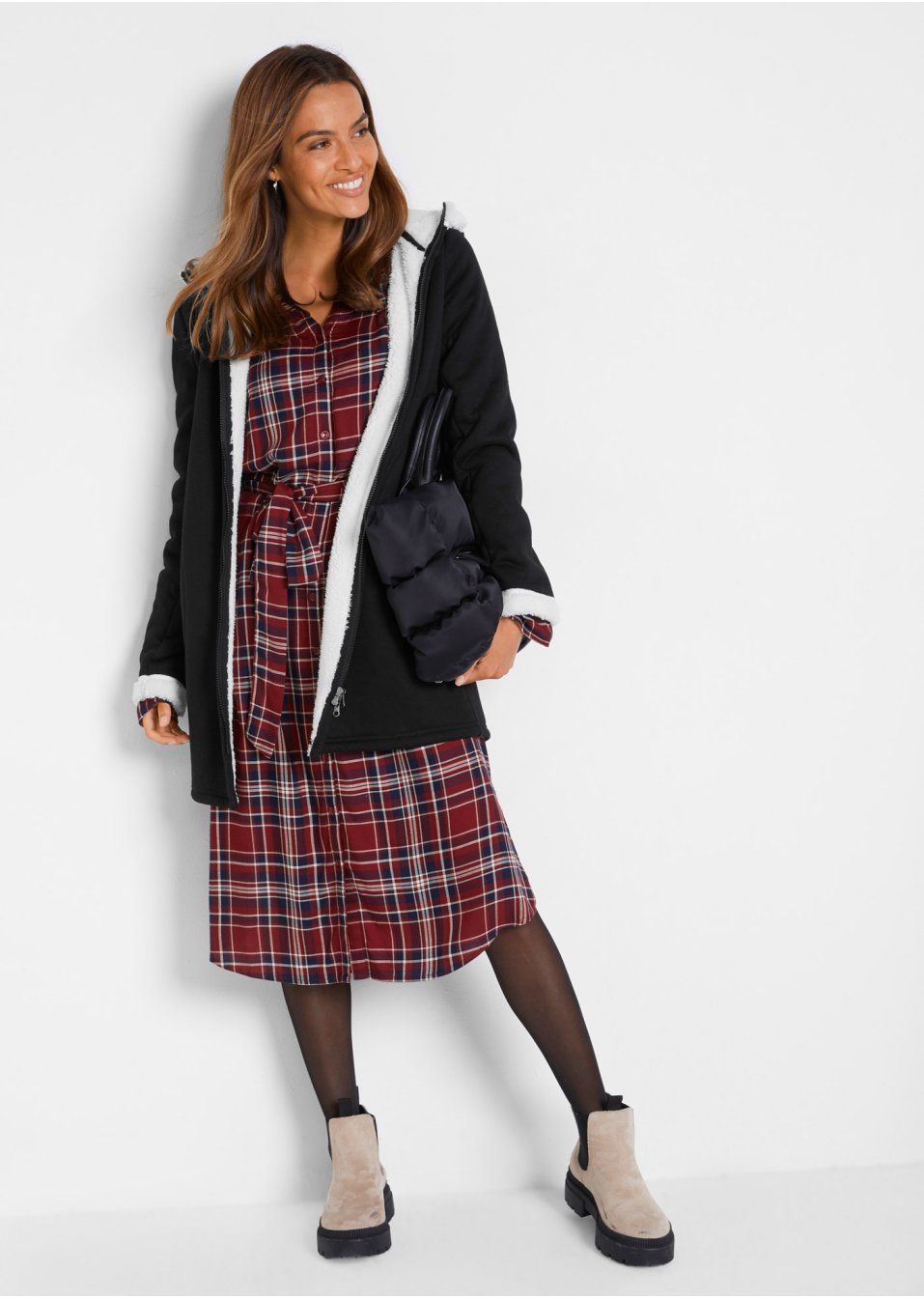 Veste sweat avec maille peluche