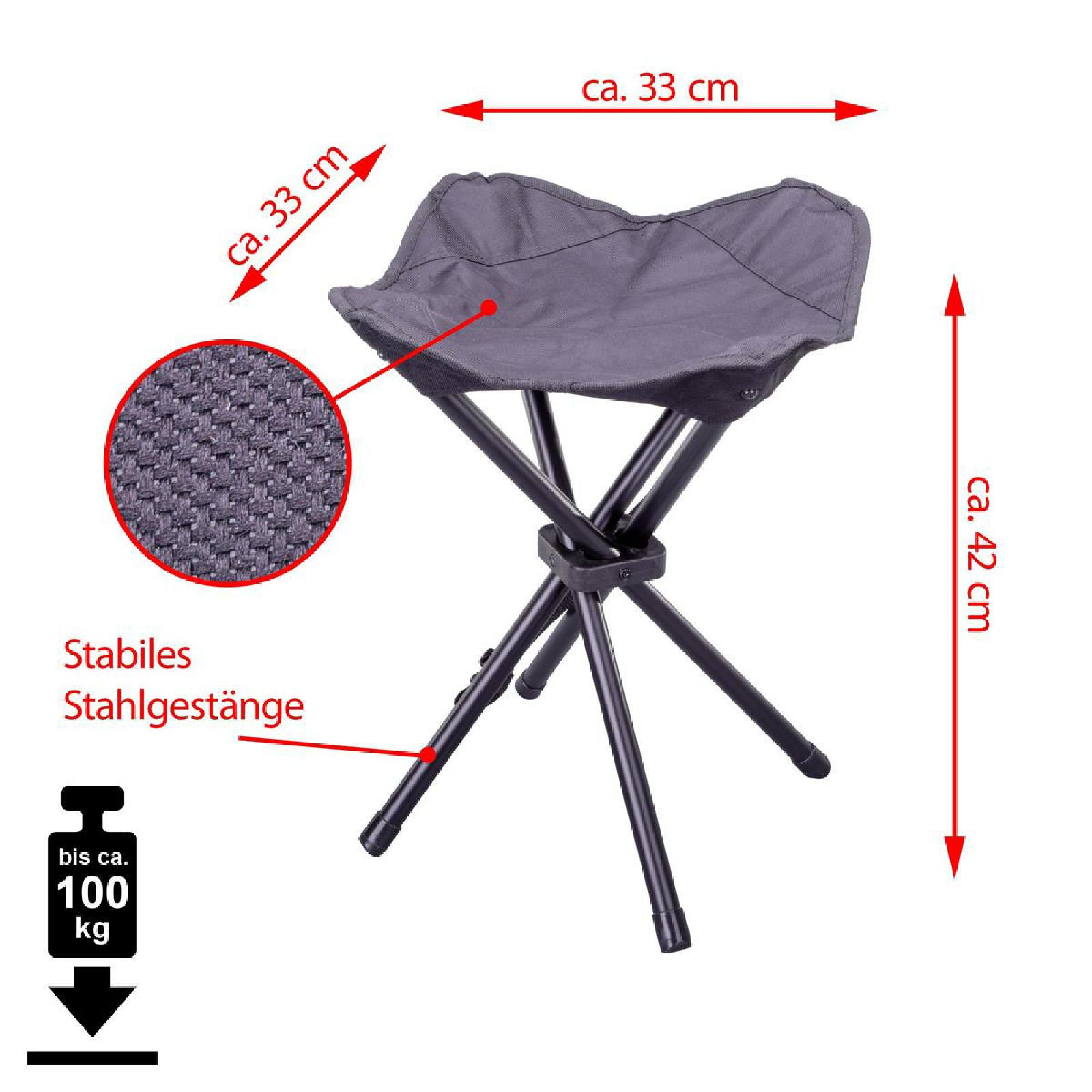 VCM 2er Set Sitzhocker Falthocker klappbar schwarz für Camping Angeln Wandern