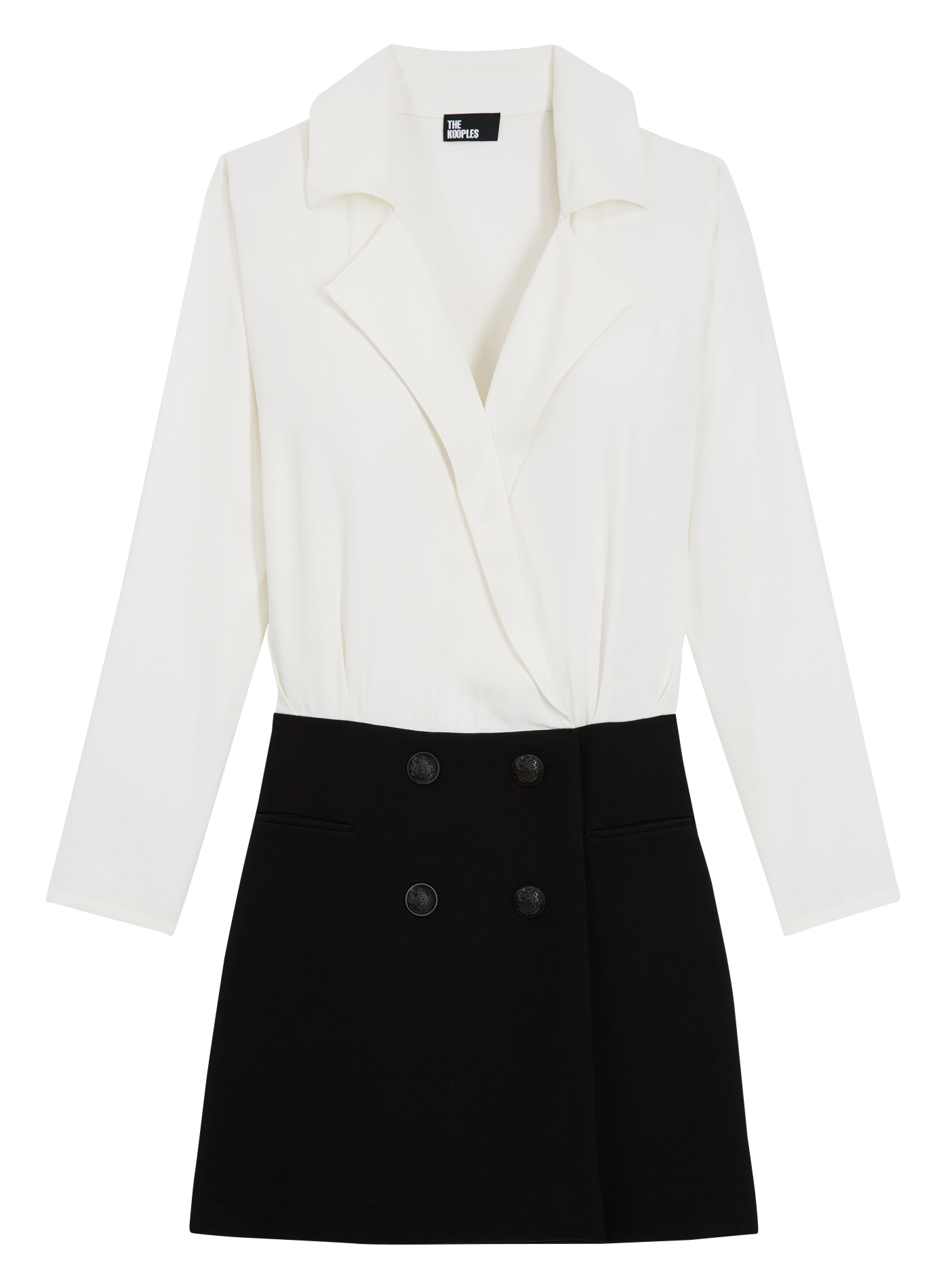 Robe courte col V en viscose mélangée | Noir