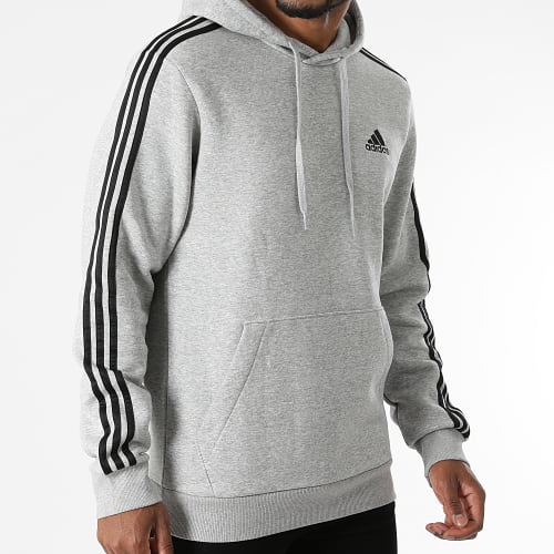 Sweat Capuche A Bandes 3 Stripes GK9084 Gris Chiné