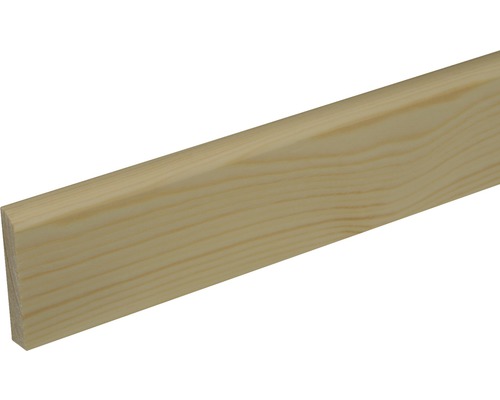 Plint van sparrenhout/grenenhout, gelakt, rond, knoestvrij, 10 x 58 x 2400 mm