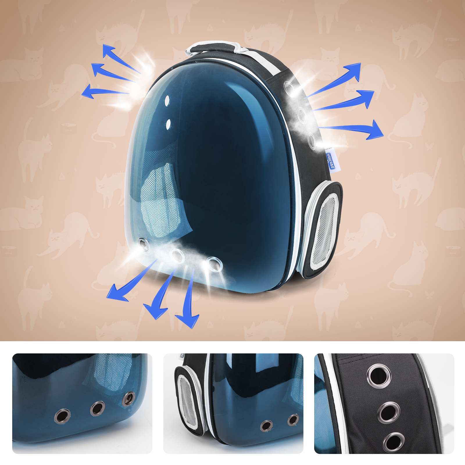 Mochila Nobleza para Cães, Mochila Transparente para Gatos, Mochila Expansível Aprovada para Viagens Aéreas para Cães de Pequeno Porte, Ideal para Passeios, Caminhadas ou Camping