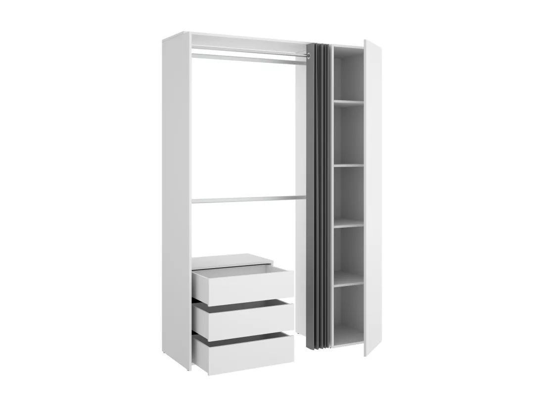 Armoire Dmatin, Structure pour dressing, Cintre ouvert, 141x52h205 cm, Blanc et Anthracite