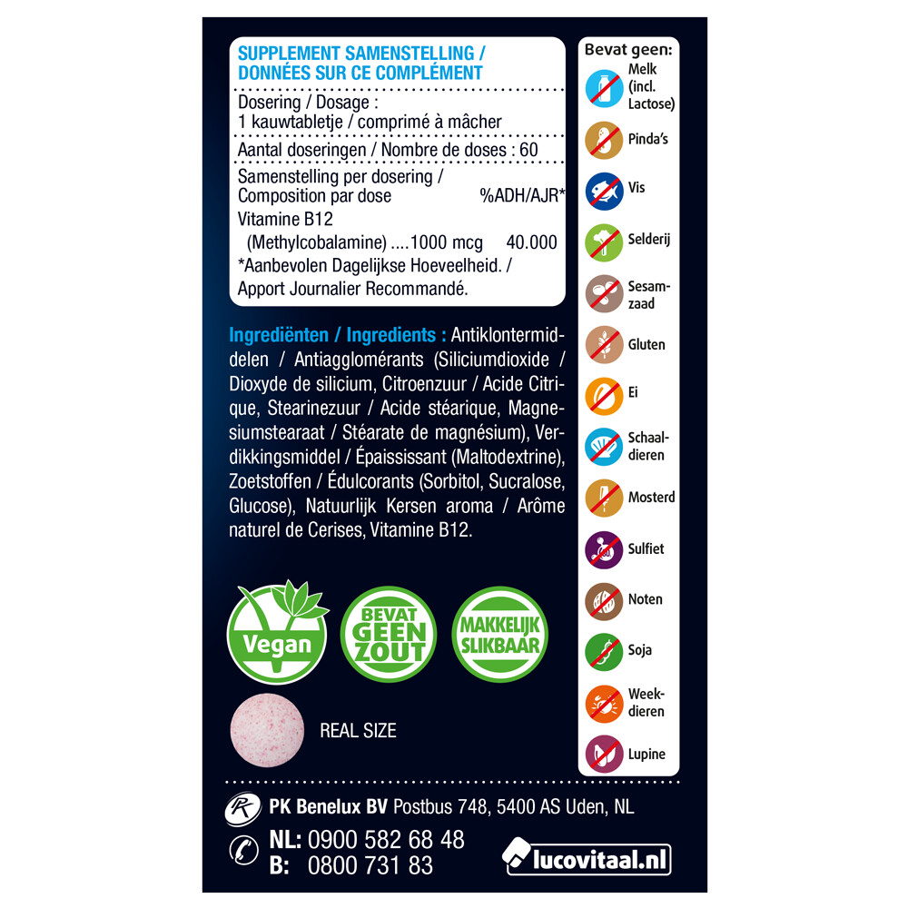 2x Lucovitaal Vitamine B12 1000mcg60 kauwtabletten