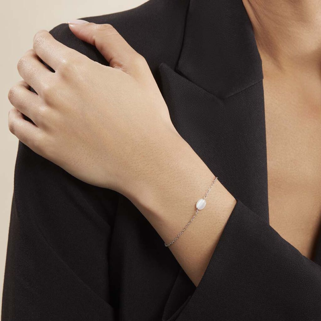 Bracelet Evren Argent Blanc Pierre De Synthese