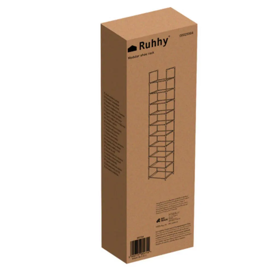 Ruhhy Schoenenrek - zwart - 10 pcs - metaal/kunststof - 176 x 33