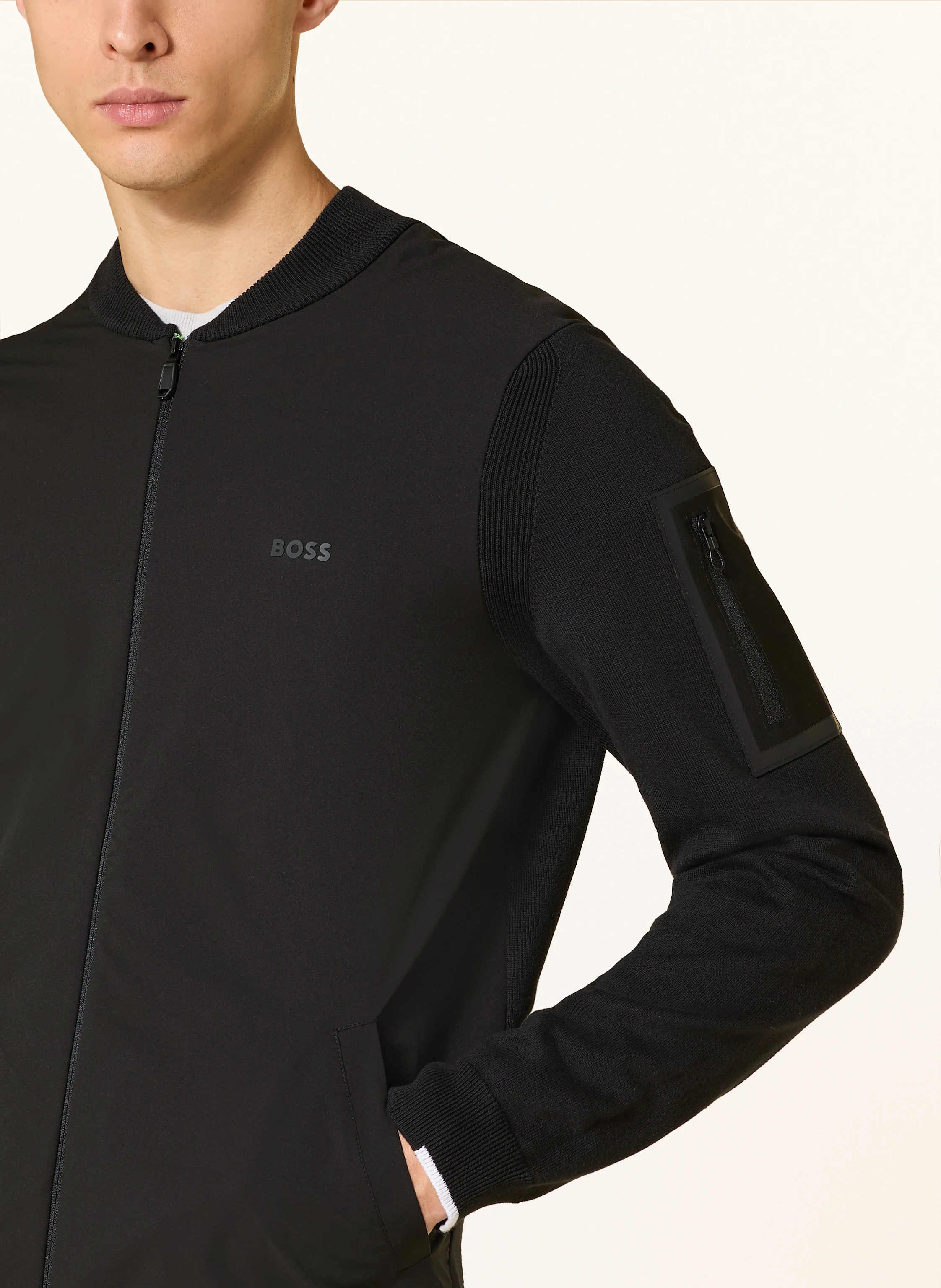 BOSS Sweatjacke EVER im Materialmix