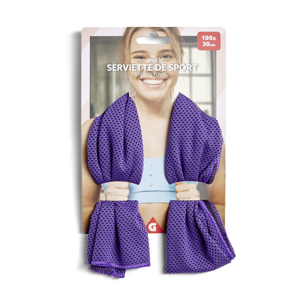 Serviette de sport violette 100x30 cm