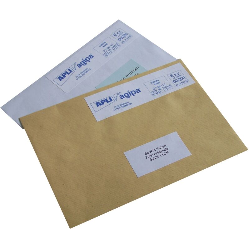 Etiquette affranchissement 2 de front 140 x 40 mm Apli Agipa blanche - Boîte de 1000