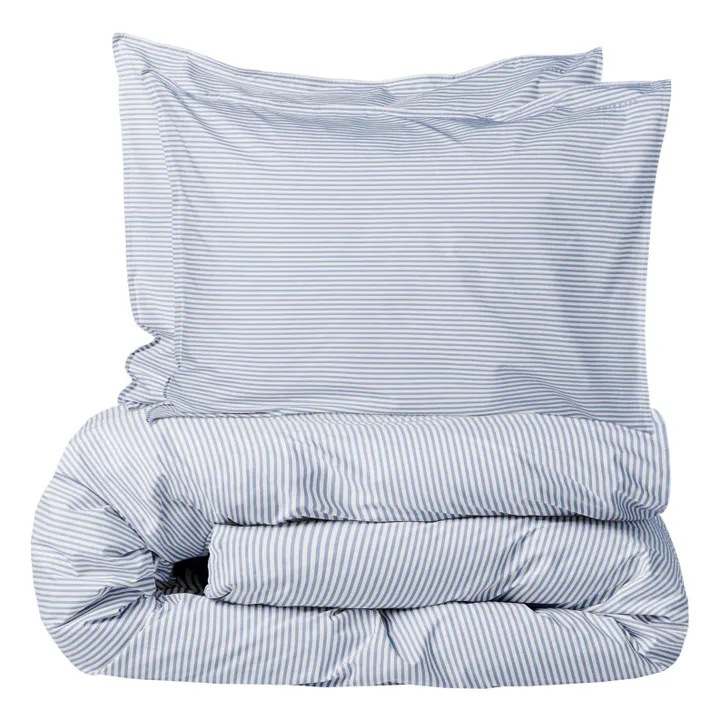 Suite 702 Housse de couette Striped en Coton Bio | Bleu