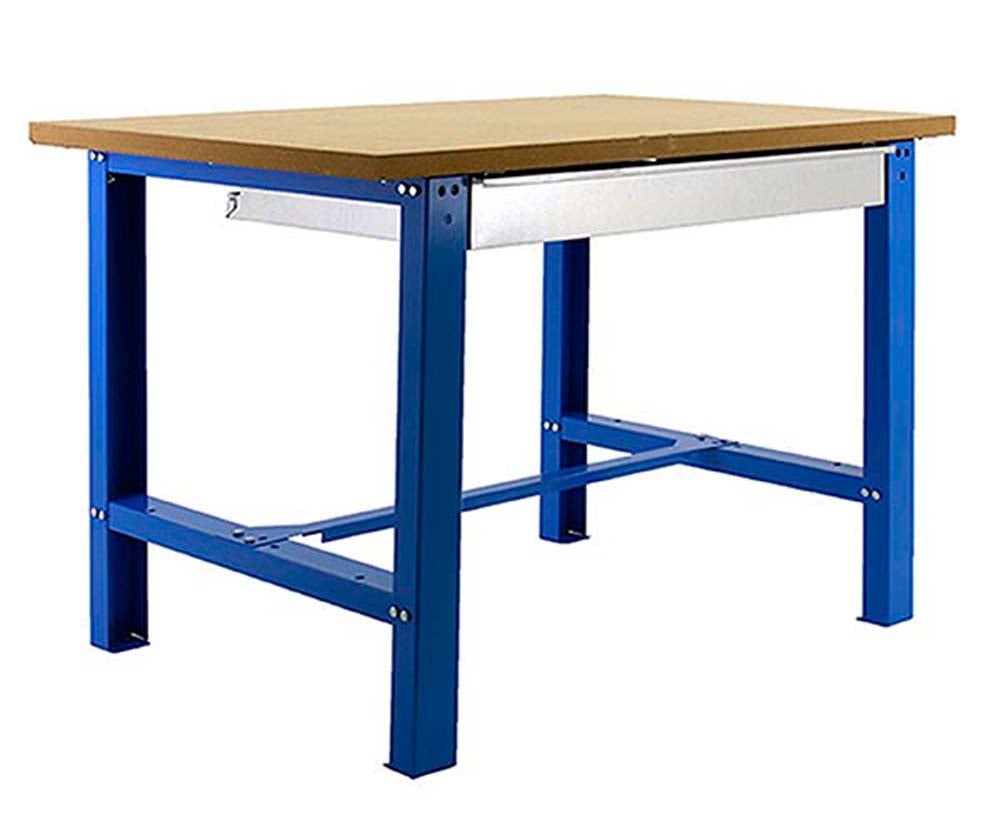 PROREGAL Werkbank van buffelhout met lade, afmetingen (H x B x D): 87 x 120 x 75 cm, draagvermogen: 600 kg, blauw