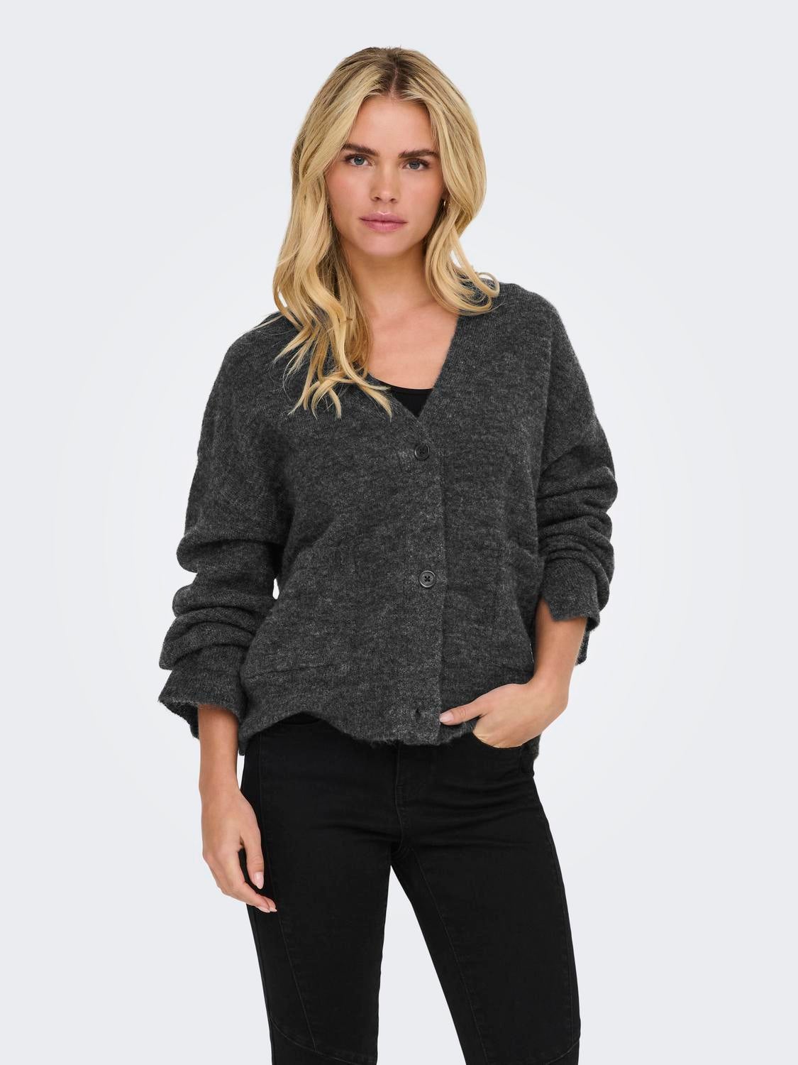ONLALLISON Strickjacke Dark Grey Melange
