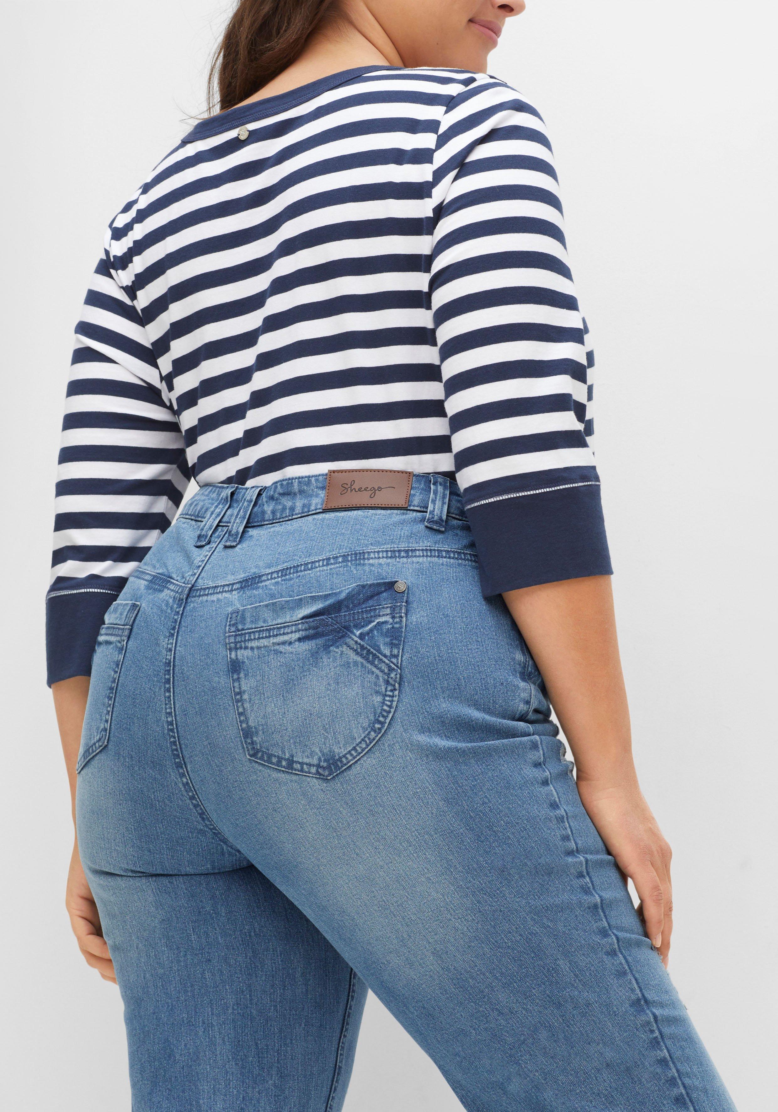 Schmale 7/8-Jeans mit Destroyed-Effekten