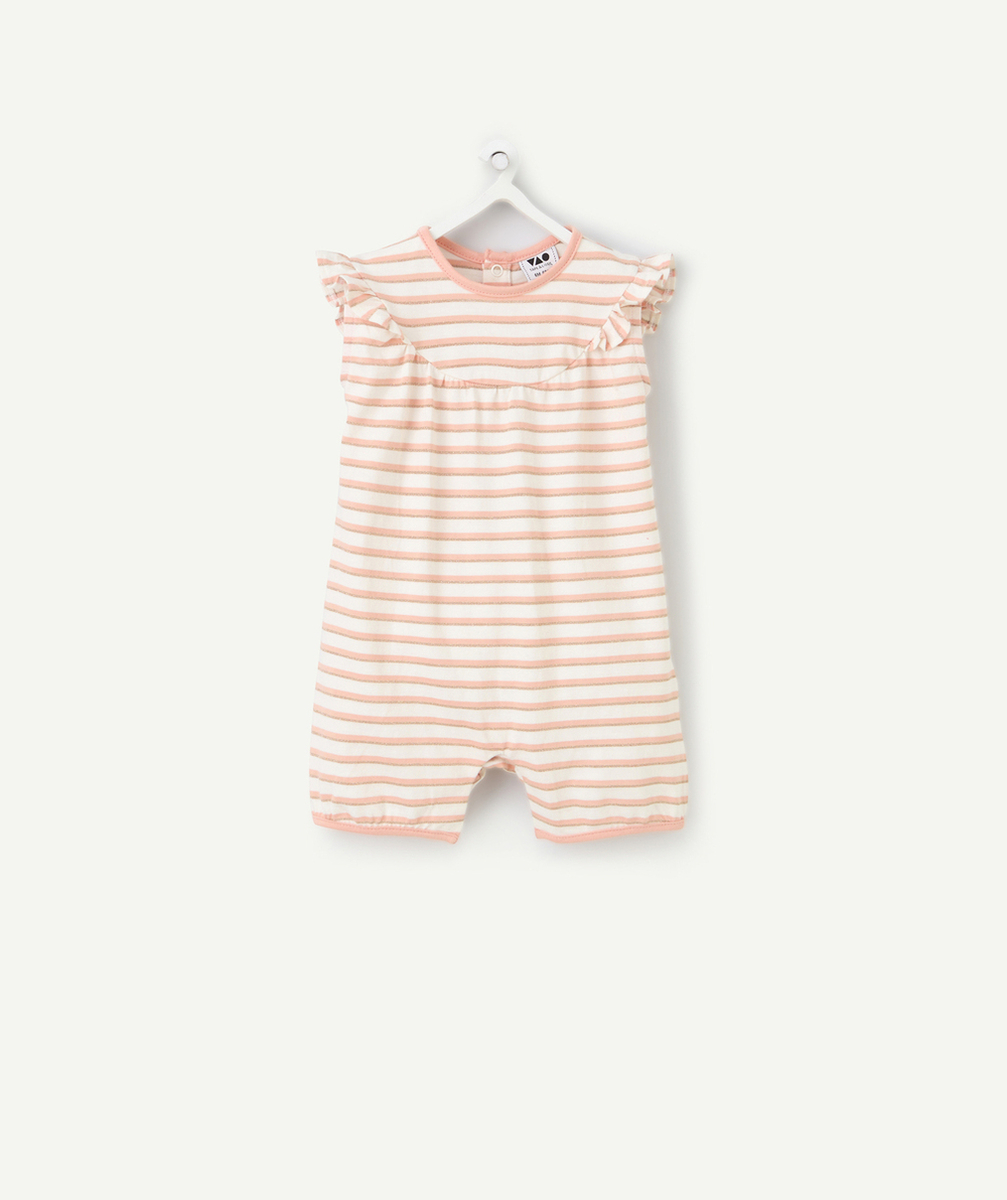 dors bien léger bébé fille en coton bio à rayures et détails pailletés