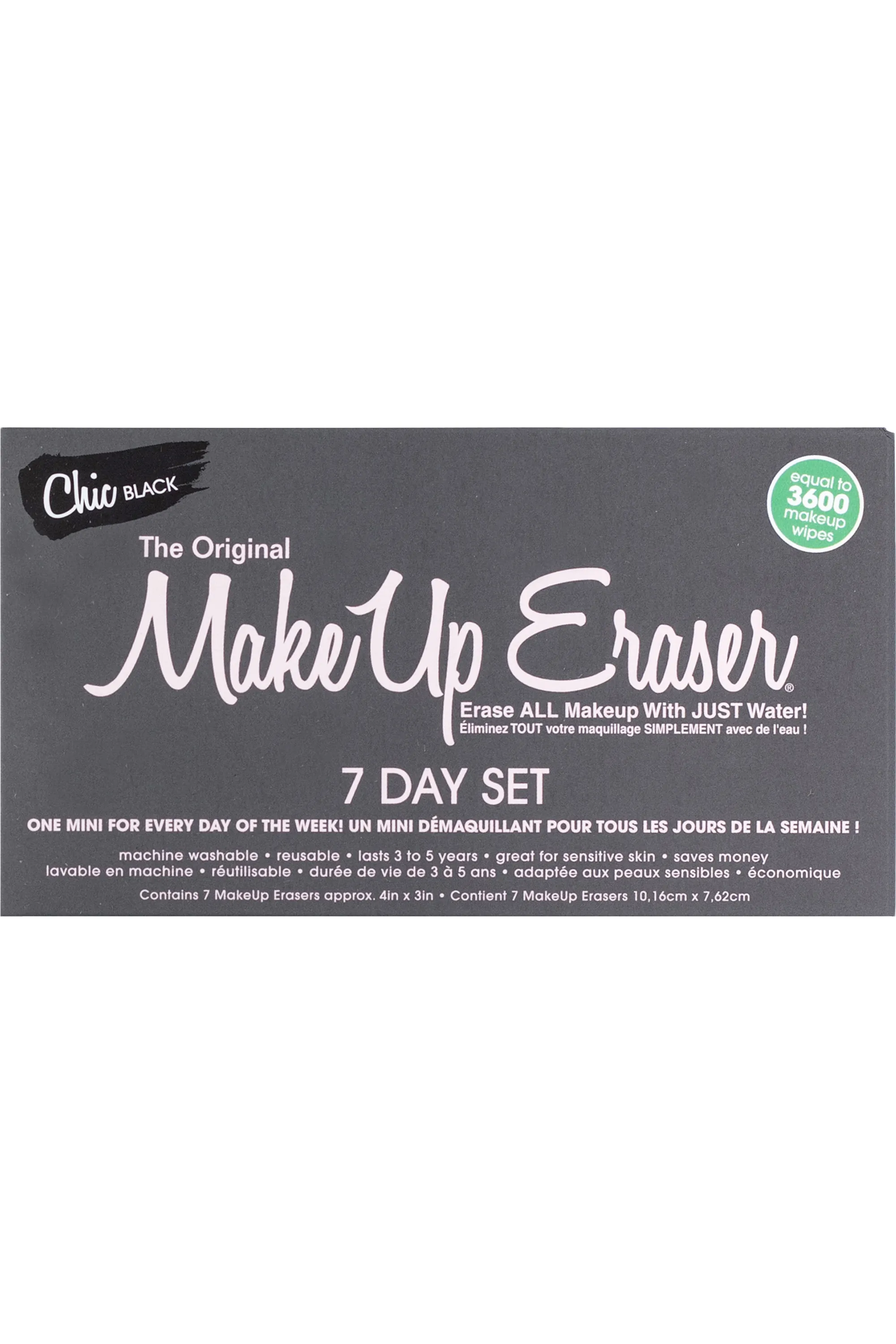 Makeup Eraser Trousse de 7 Serviettes démaquillantes réutilisables noires