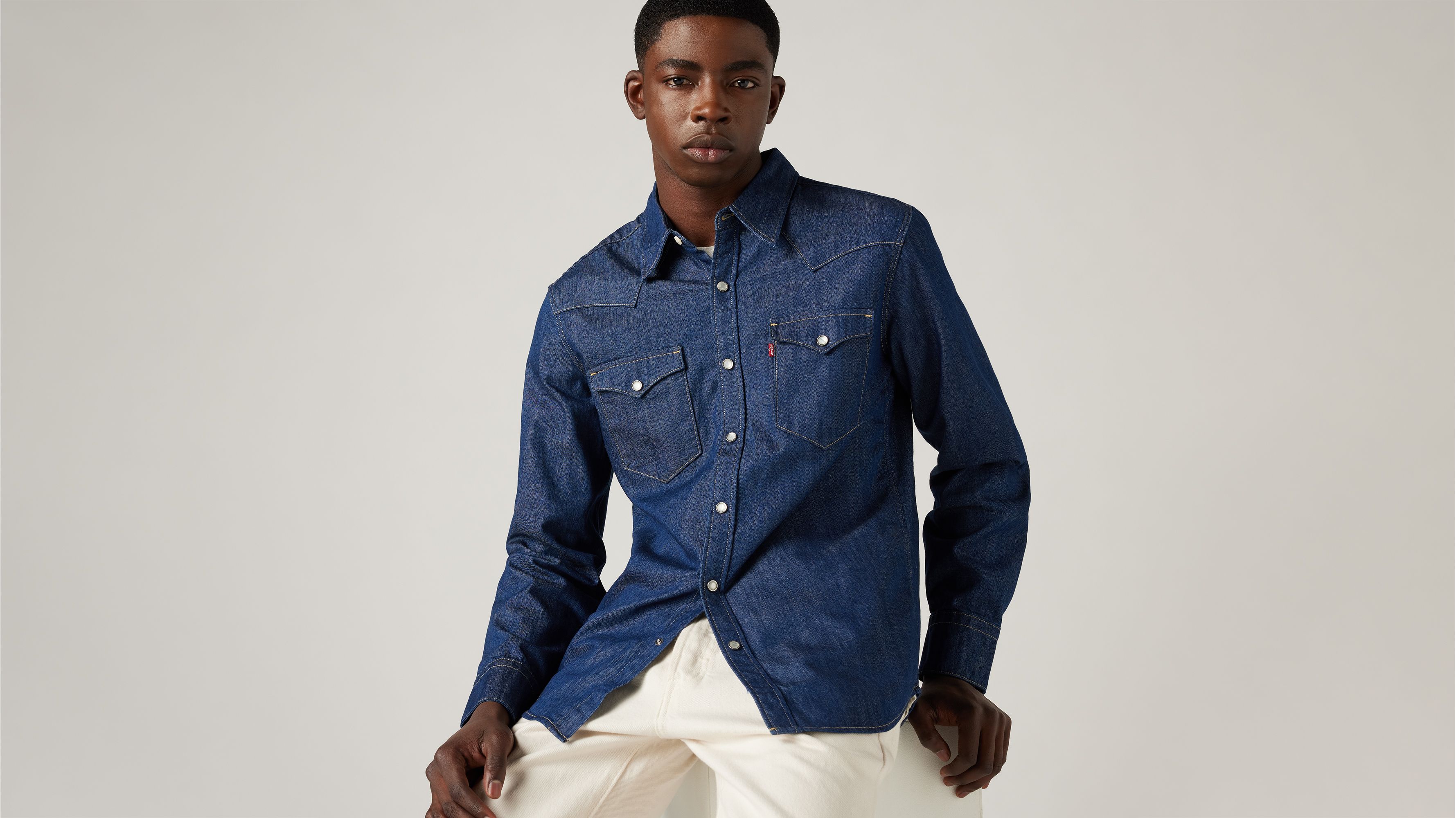 Chemise Barstow Western - Red Cast Rinse Marbled - Bleu