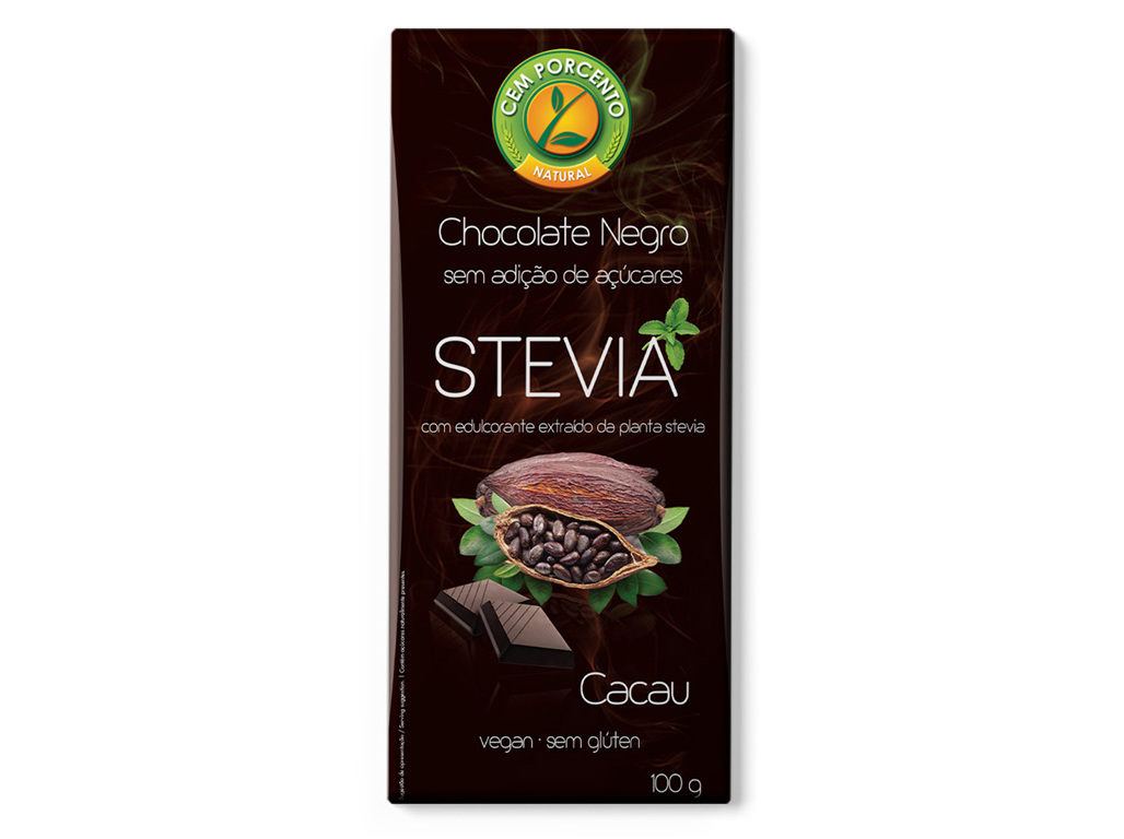 CHOCOLATE CEM PORCENTO NEGRO STEVIA 60% CACAU 100G