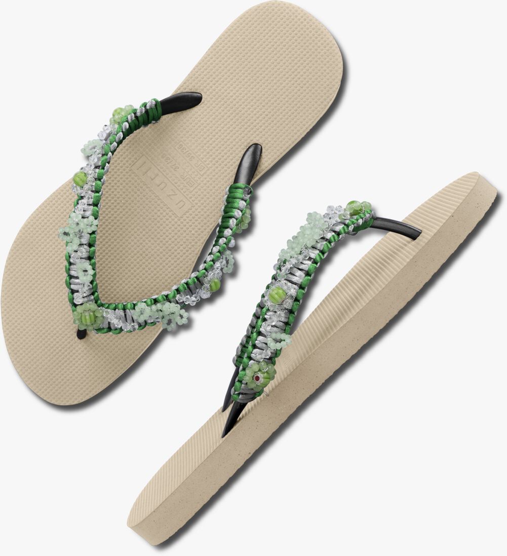 UZURII beige uzurii teenslippers macrame green blossom