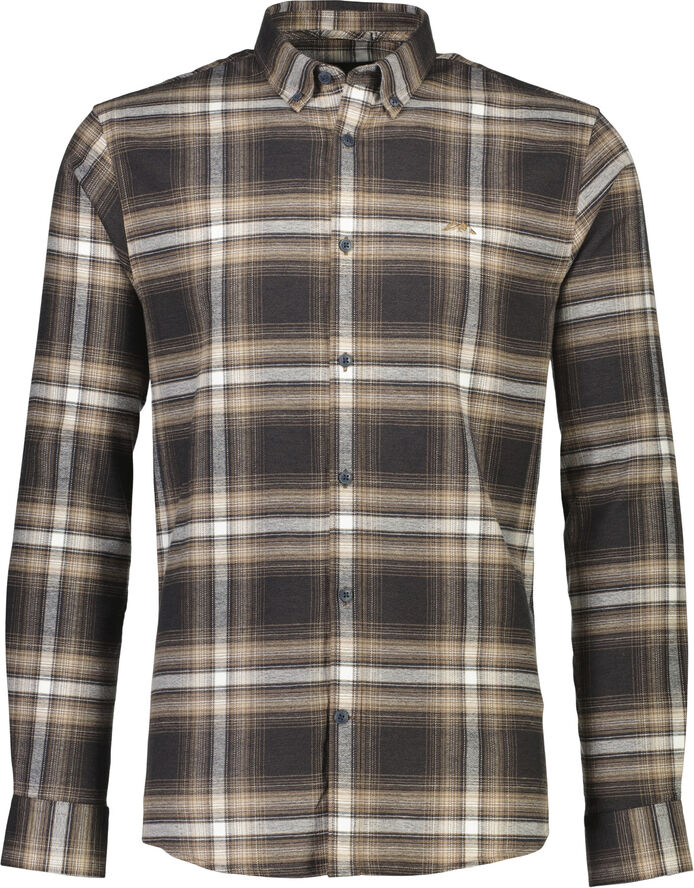 Lindbergh Brushed checked shirt L/S Dk brown