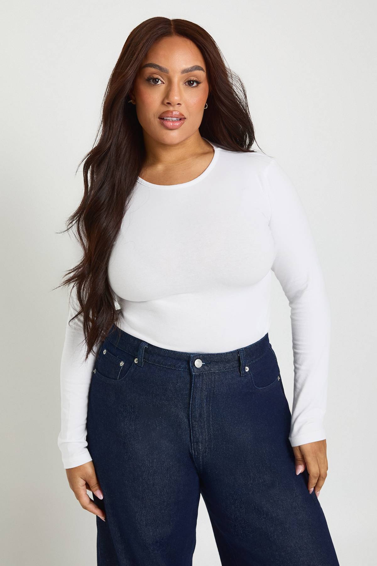 boohoo Body Grande Taille à Manches Longues et Col Rond