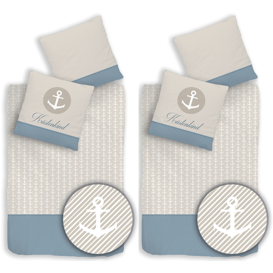 termana Bettwäsche Ankermotiv maritim Küstenkind, Partnerbettwäsche 4 tlg. Küstenkind 4tlg.
