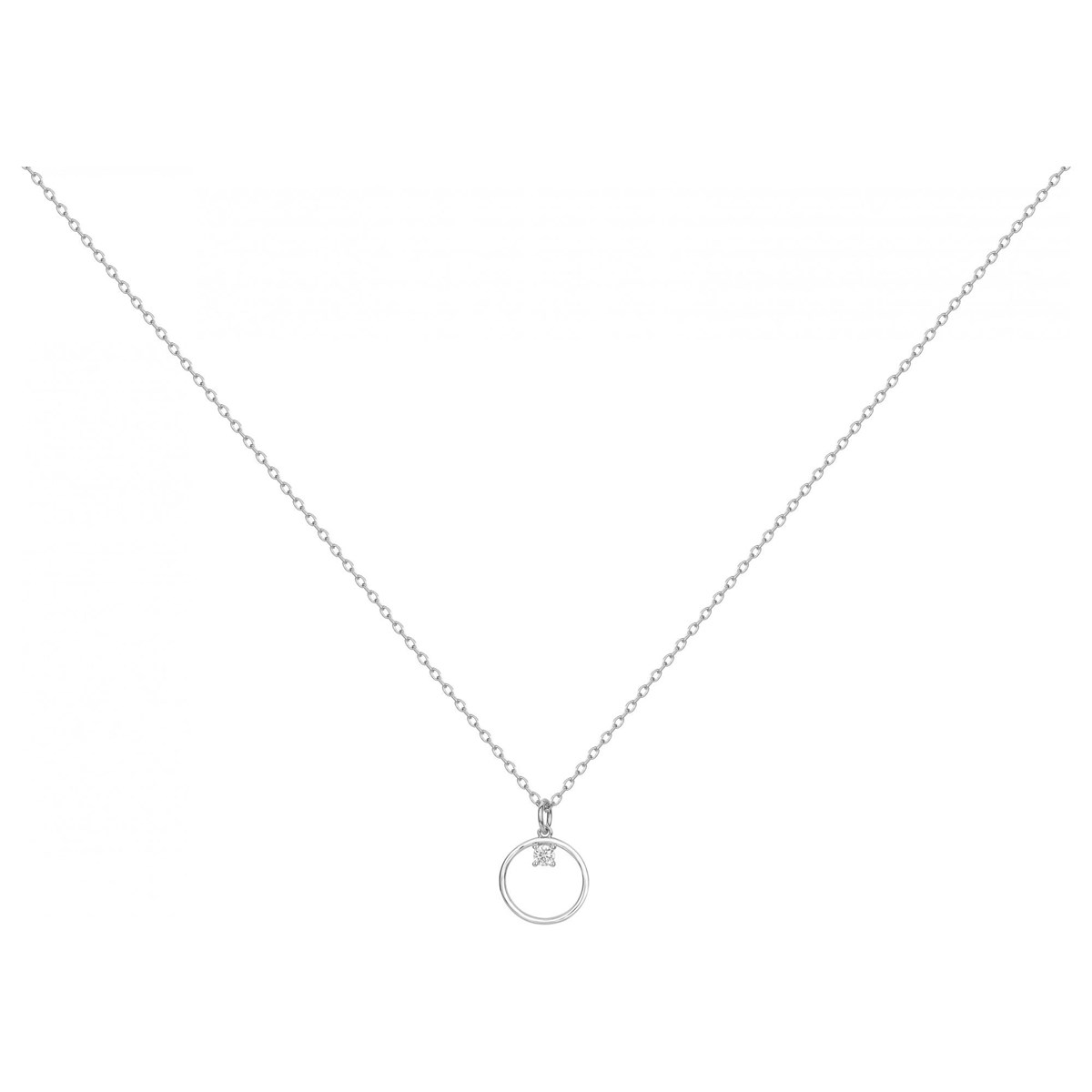 Collier mono-motif en Argent avec oxyde de zirconium blanc